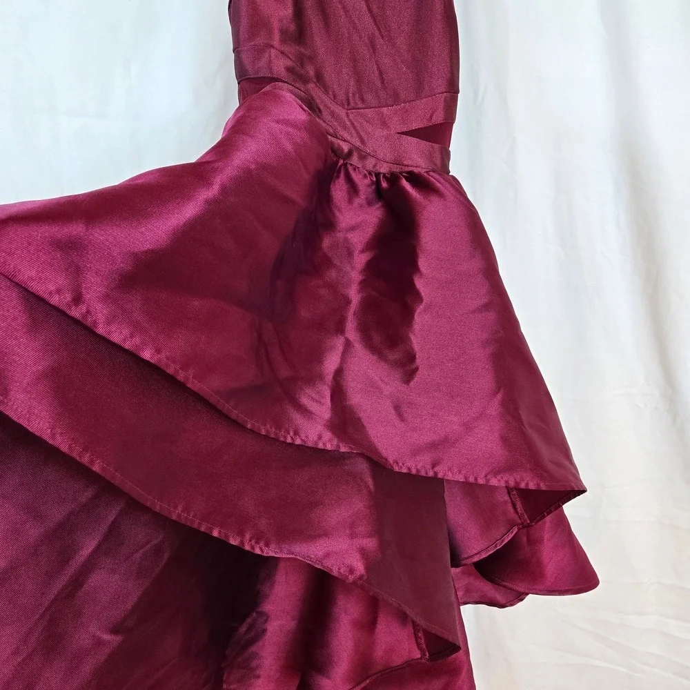 Love‎ Nickie Lew Girls Mikado Burgundy Tiered High-low Sleeveless Party Dress 7